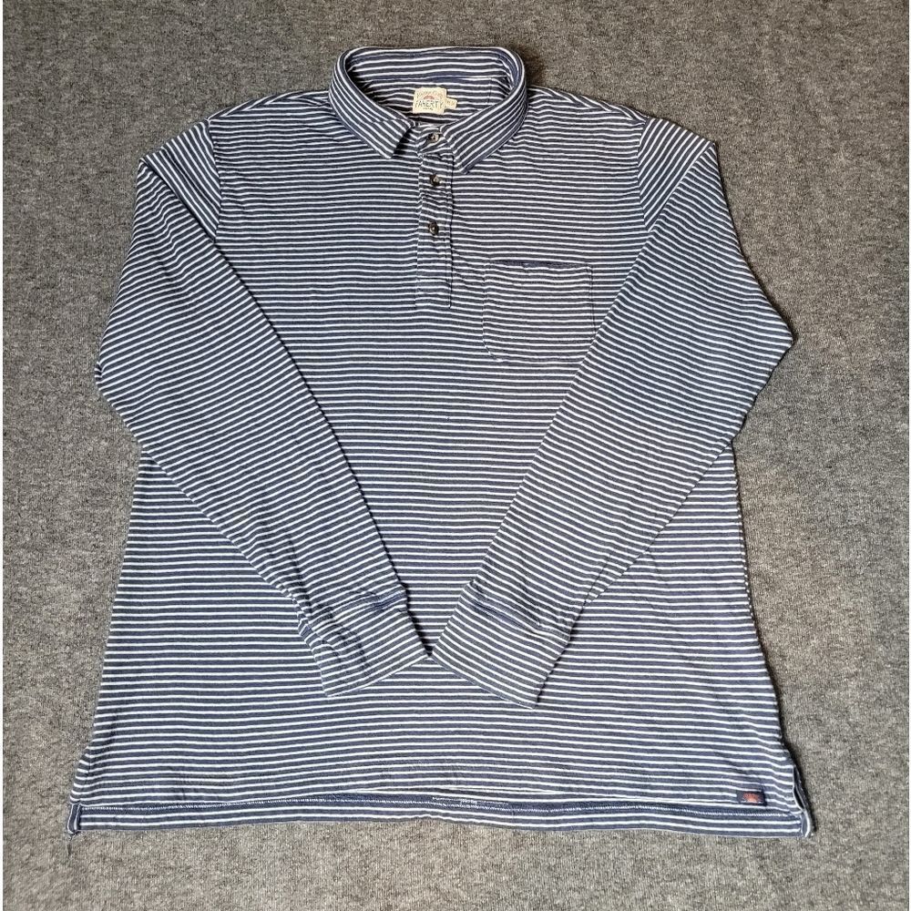 Men's Striped Polo Shirt - BlueFaherty Polo Shirt Men's Size XL Long Sleeve